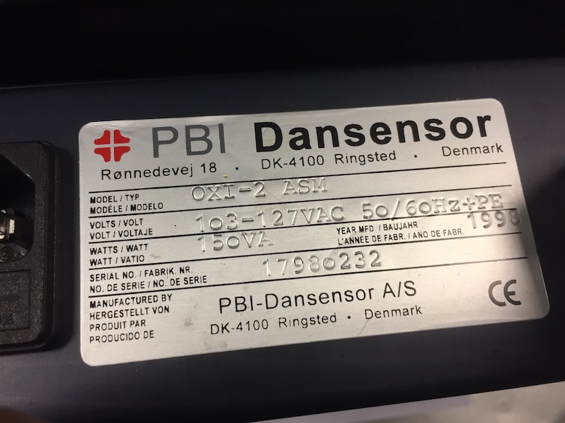 PBI DANSENSOR MODEL: OXI-2 ASM OXYGEN ANALYZER