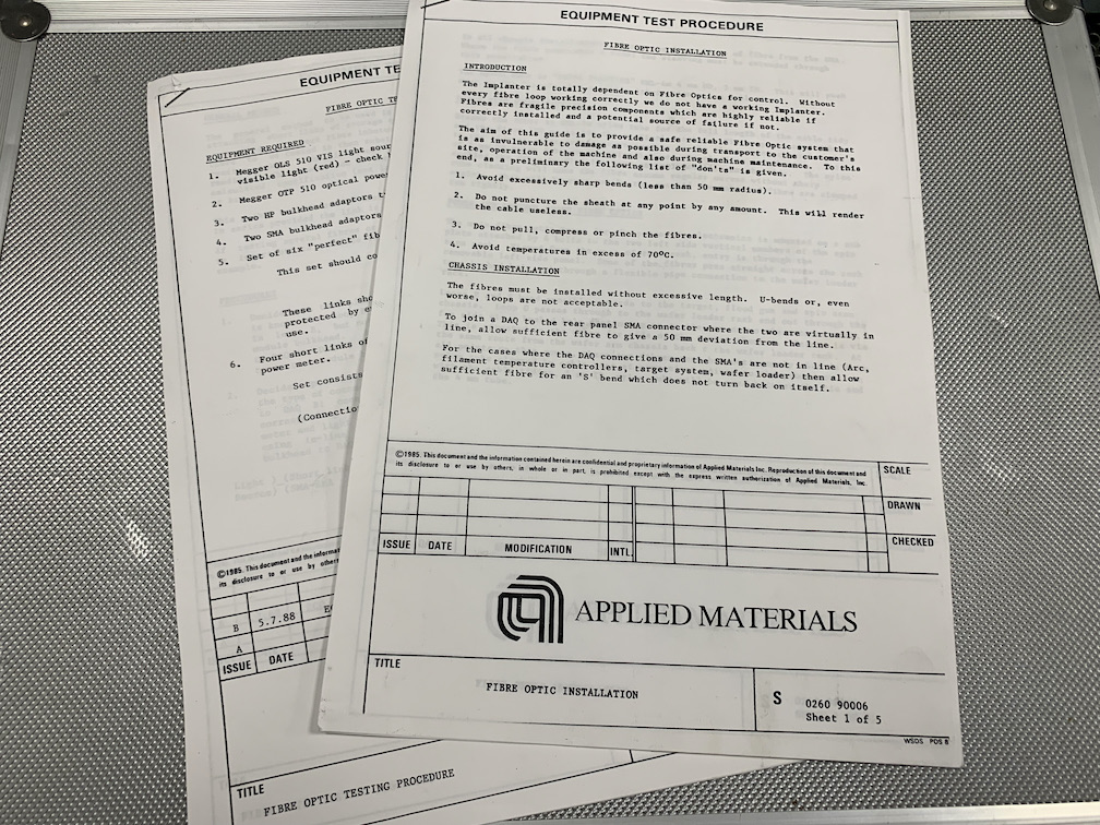 FIBER OPTICS TROUBLE SHOOTING KIT FOR APPLIED MATERIALS XR ION IMPLANTER
