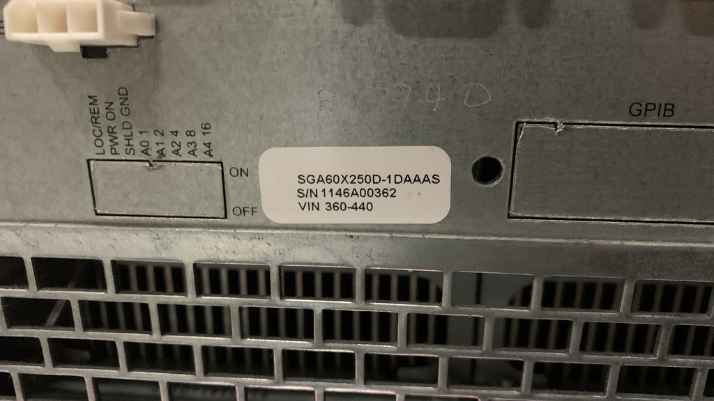 DC POWER SUPPLY INPUT:3 PHASE 360-440VAC. OUTPUT: 0-60VDC / 0-250A.