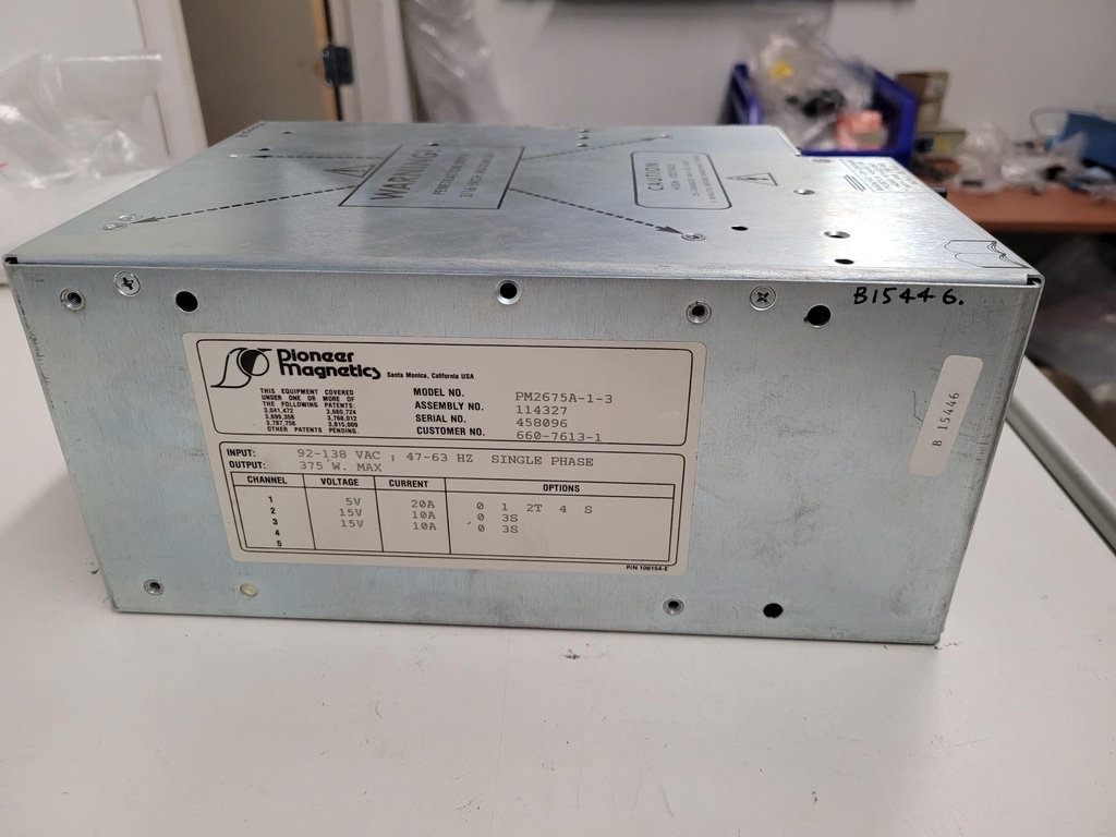 Power Supply, Pioneer Magnetics PM2675A-1-3, Triple +5V +15V +15V