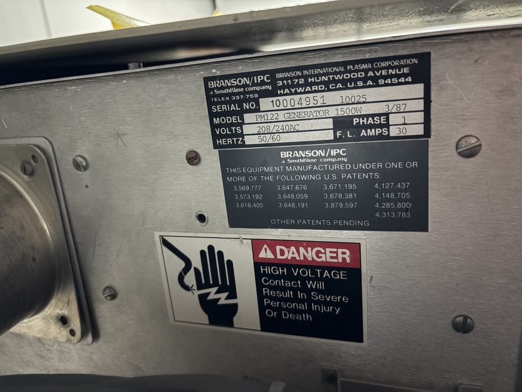 Branson/IPC PM-122 R F Generator 208/240 Vac P/N-06380-N RF