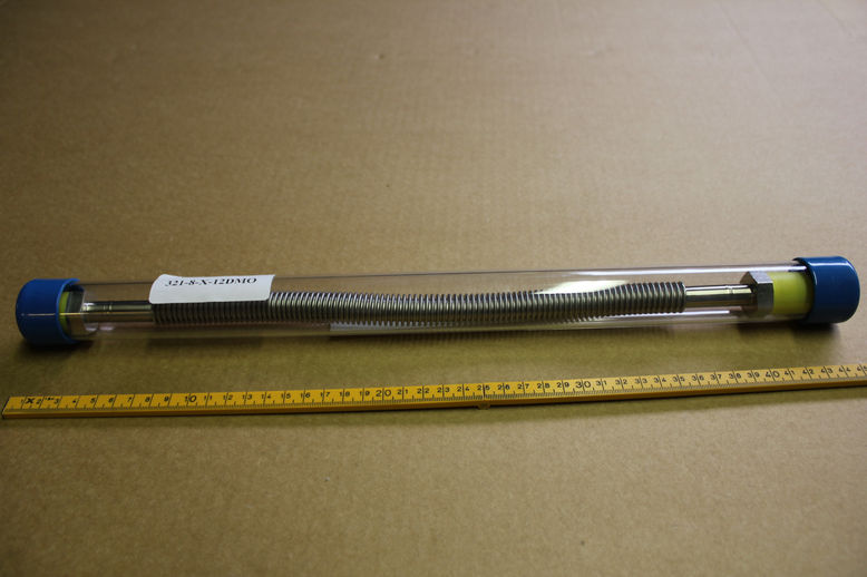 321 SS FLEXIBLE TUBING, SLOW PUMP, 1/2" OD X 12", W/ MVCO BOTH ENDS, D1LFB0887B