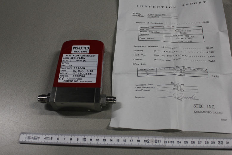 Mass Flow Controller 50SCCM, 000796, Incl. Calibration Report