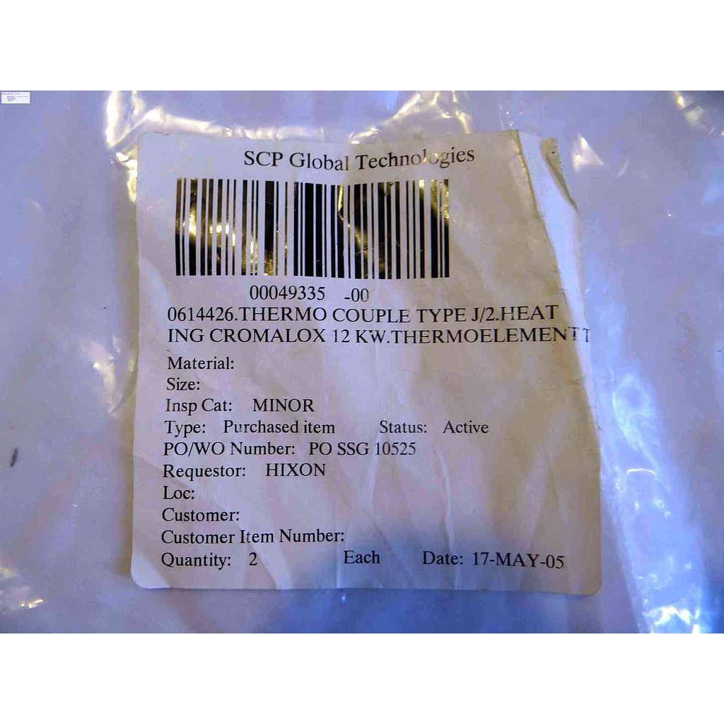 00049335-00 0614426 THERMOCOUPLE TYPE J/2 HEATING CHROMALOX 12KW THERMO ELEMENT