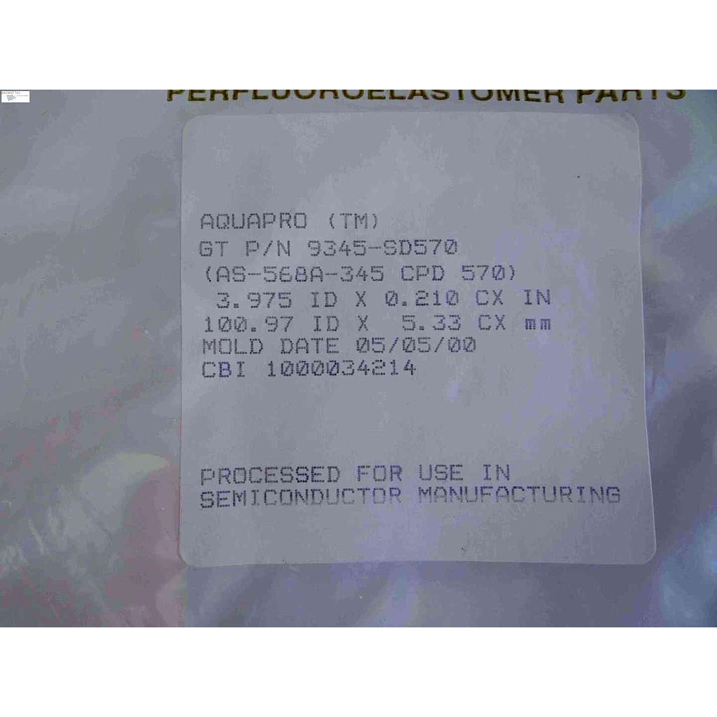 AS345 CPD 570, O-Ring Aquapro, GT 9345-SD570 Chemraz, 3.975 ID x 0.210 CX in