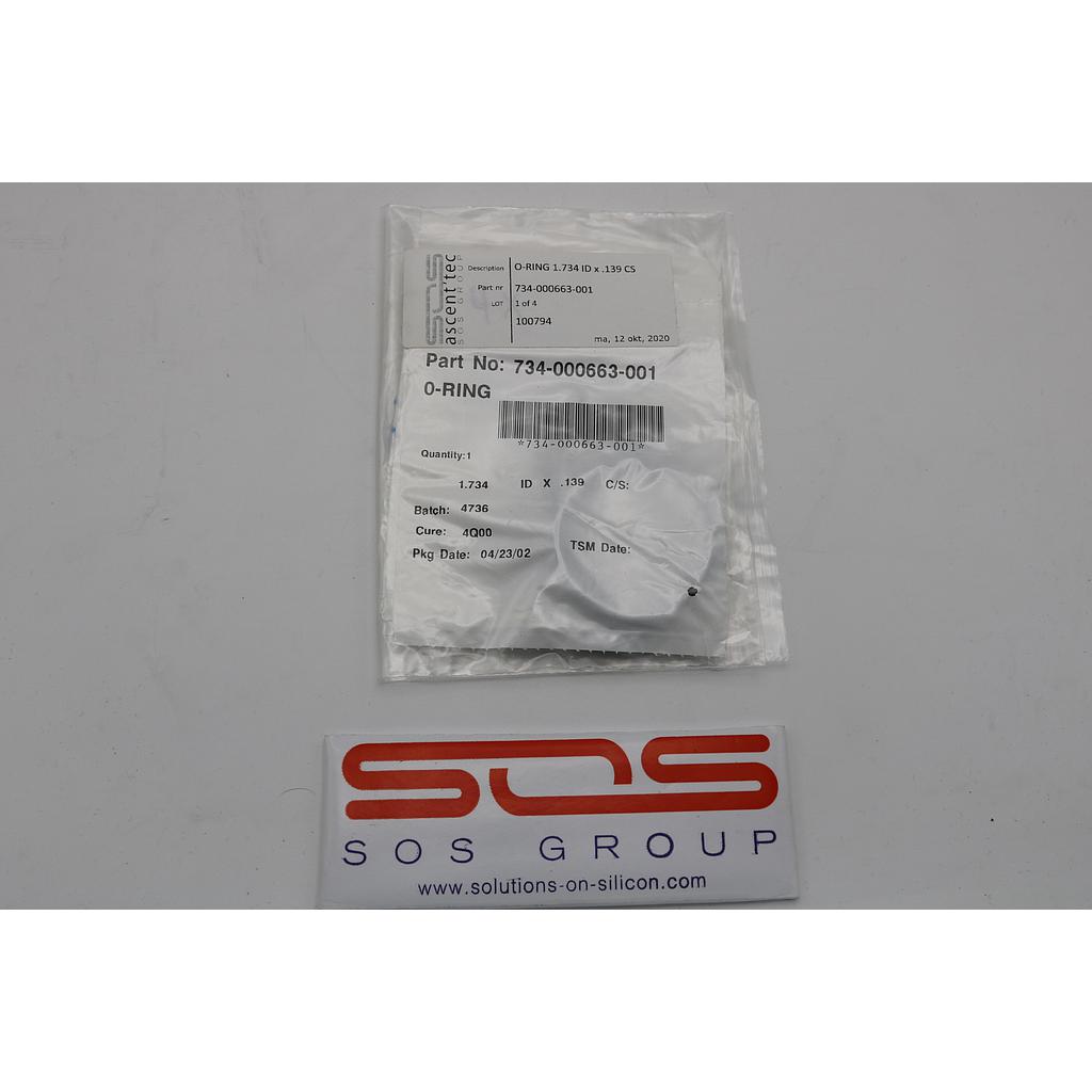 AS224, O-Ring 1.734 ID x .139 CS, Lot of 4