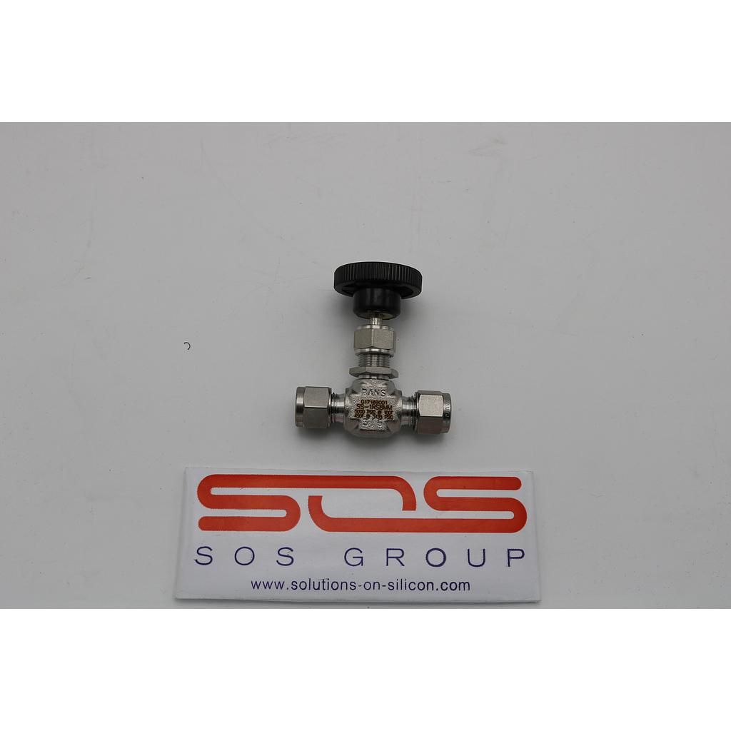 SS INTEGRAL BONNET NEEDLE VALVE, 0.37 Cv, 8MM TUBE FITTING, REGULATING STEM, Lot of 3