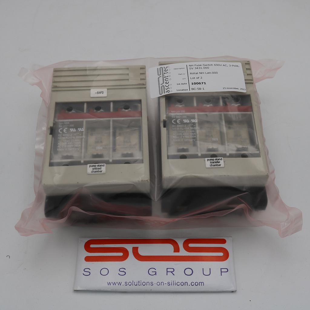 Fuse-Switch, 690V AC, 3-Pole, SV 3431.000, Lot of 2