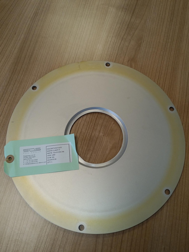 LAM Reseach 716-011580-246 Plate Wafer Clamp 4"Alum