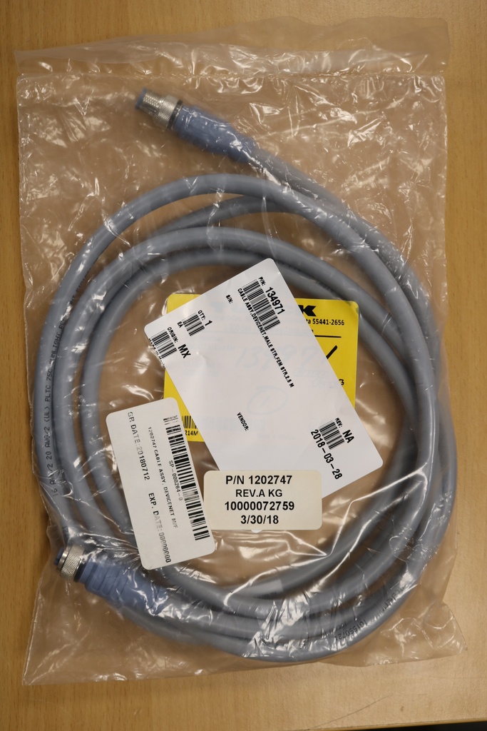 CABLE ASSY, DEVICENET, MALE STR, FEM STR, 2.5M