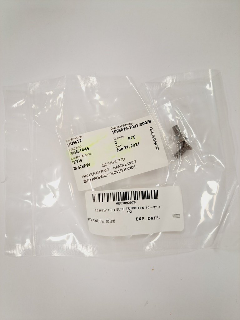 SCREW FLH SLTD TUNGSTEN 10-32 X 1/2, PLANSEE 14589612, Lot of 10