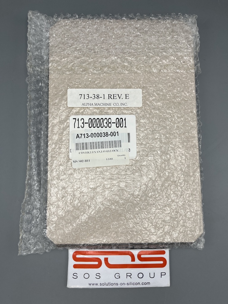 LAM 713-000038-001, COVER LEXAN LOAD LOCK