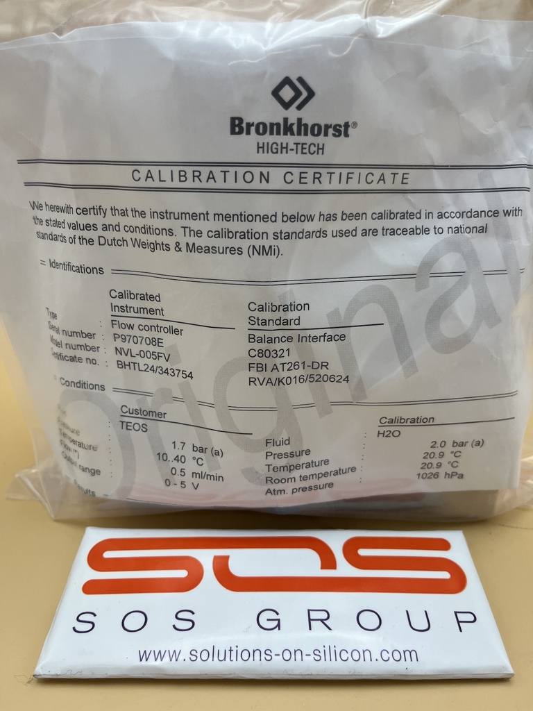 Bronkhorst / Porter Instrument Company NVL-005FV Mass Flow Meter/Controller-Calibrated