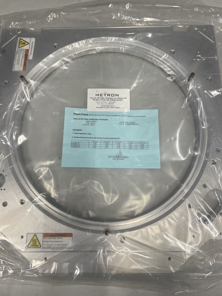 AMAT 0041-11722 (03) USED AI RF PLATE CHAMBER LID 300mm