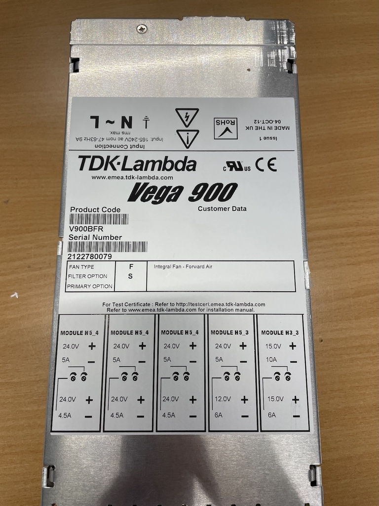 TDK-LAMBDA Vega 900 Vega900 V900BFR Modular Power Supplies 900W