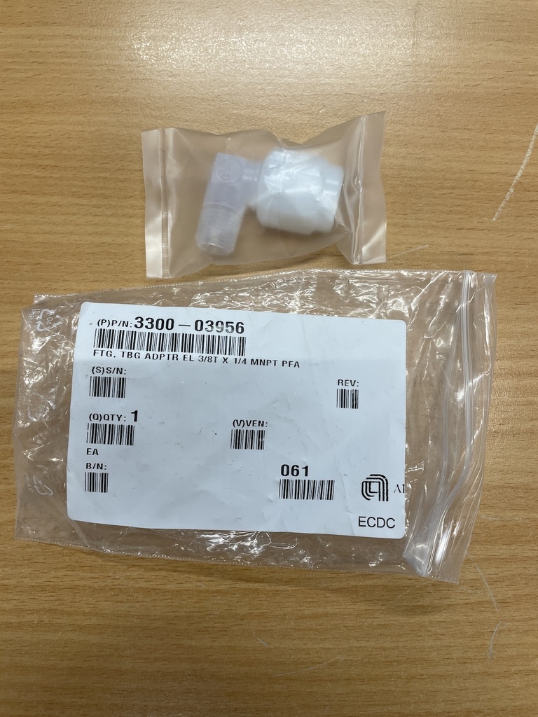 AMAT 3300-03956 FTG, TBG ADPTR EL 3/8T X 1/4 MNPT PFA, NEW