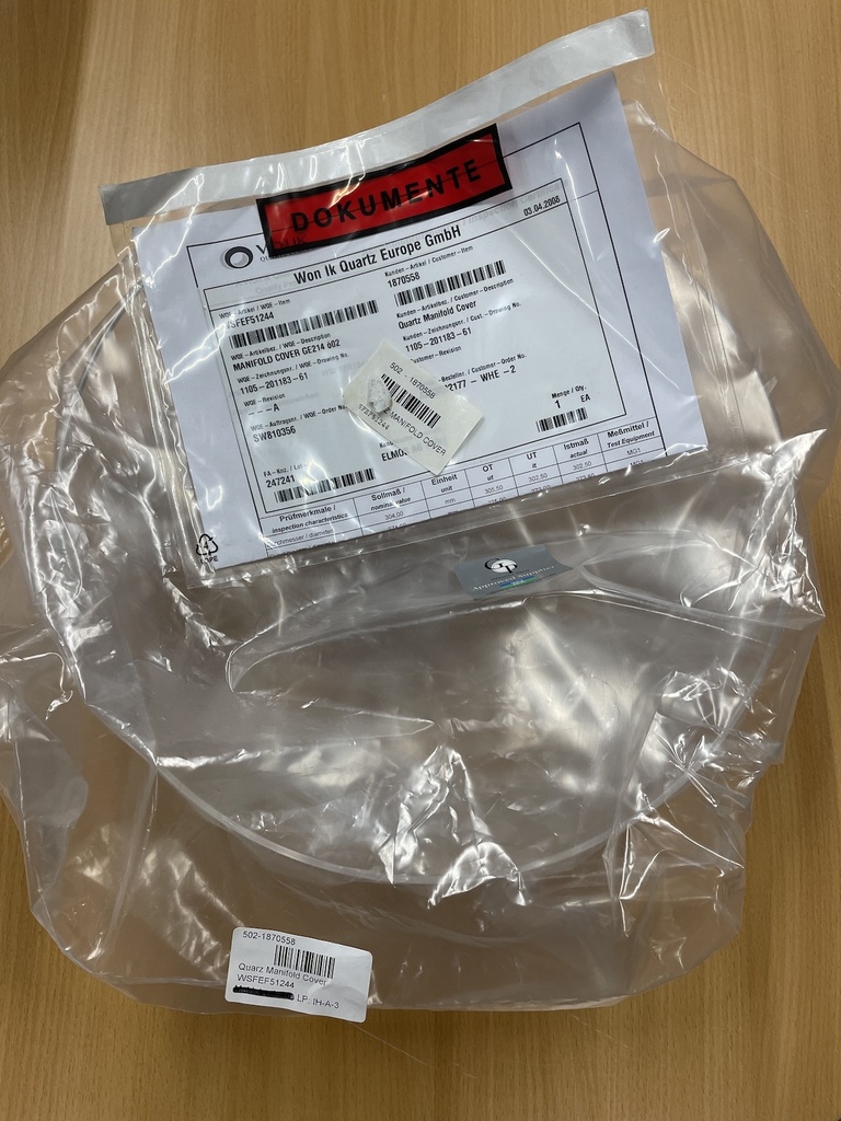 TEL TOKYO ELECTRON WON IK QUARTZ MANIFOLD COVER GE214 1105-201183-61 WSFEF51244